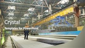  Presentation with manufacturing plant - Presentation theme consisting of manufacturing process - industrial interior of house-building plant background and a violet colored foreground