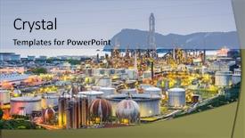  Presentation with japan - Audience pleasing PPT theme consisting of manufacturing process - oil refineries of wakayama japan backdrop and a light blue colored foreground