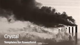  Presentation with manufacturing safety - Colorful theme enhanced with manufacturing safety - smoking plant backdrop and a  colored foreground