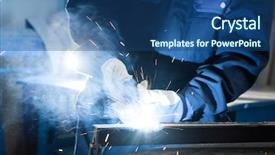  Presentation with welding safety - Amazing slide set having manufacturing safety - welding work backdrop and a ocean colored foreground