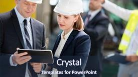  Presentation with using digital tablet - Audience pleasing slide deck consisting of manufacturing technology - businessman and businesswoman using digital backdrop and a  colored foreground