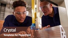  Presentation with manufacturing - Presentation theme having manufacturing technology - carpenter training male apprentice background and a tawny brown colored foreground