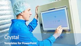  Presentation with pharmaceutical factory - Theme with manufacturing technology - pharmaceutical man worker operating air background and a teal colored foreground