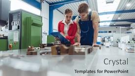  Presentation with inspection - Slides consisting of manufacturing-worker-and-manager-during background and a light gray colored foreground