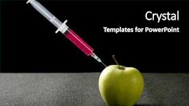  Presentation with genetics - Colorful PPT theme enhanced with manupulating genes - bio genetics research of food backdrop and a  colored foreground