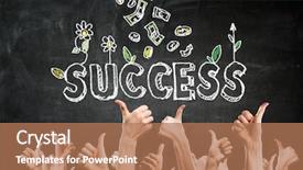  Presentation with rise - PPT theme with many 3d human - group of people rise hands background and a  colored foreground