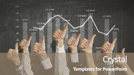  Presentation with rise - Slide set with many 3d human - group of people rise hands background and a coral colored foreground