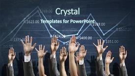  Presentation with rise - Beautiful slides featuring many 3d human - group of people rise hands backdrop and a ocean colored foreground