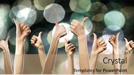  Presentation with rise - Audience pleasing slides consisting of many 3d human - group of people rise hands backdrop and a  colored foreground