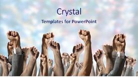  Presentation with media - Audience pleasing slide set consisting of many 3d human - hand gestures in arow mixed backdrop and a  colored foreground