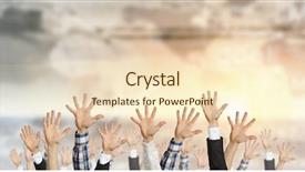  Presentation with media - Amazing presentation theme having many 3d human - hand gestures in arow mixed backdrop and a  colored foreground