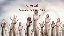  Presentation with media - Slides having many 3d human - hand gestures in arow mixed background and a  colored foreground