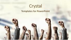  Presentation with media - Audience pleasing PPT layouts consisting of many 3d human - hand gestures in arow mixed backdrop and a  colored foreground