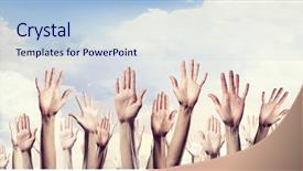  Presentation with media - Cool new slide set with many 3d human - hands showing gestures mixed media backdrop and a lemonade colored foreground