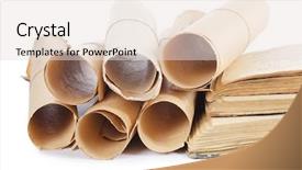  Presentation with many old books - Cool new presentation with many ancient scrolls and old backdrop and a lemonade colored foreground