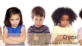  Presentation with behavior - Audience pleasing presentation theme consisting of many angry children isolated backdrop and a lemonade colored foreground
