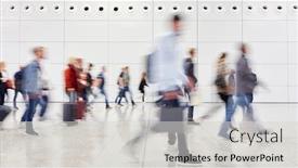  Presentation with people mall - Beautiful PPT theme featuring many-anonymous-blurred-people-go backdrop and a light gray colored foreground