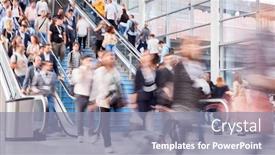  Presentation with fair trade - Slides enhanced with many-anonymous-business-people-go background and a gray colored foreground