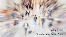  Presentation with pedestrian - Beautiful presentation design featuring many-anonymous-hectic-people backdrop and a light gray colored foreground