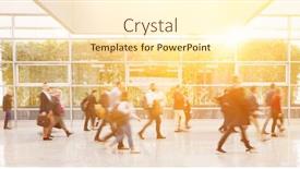  Presentation with fair trade - Cool new PPT layouts with many-anonymous-people-go backdrop and a cream colored foreground