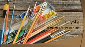  Presentation with artist - Beautiful slide deck featuring many artist brushes for use backdrop and a coral colored foreground