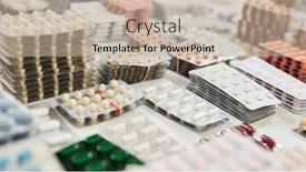  Presentation with medicines - Presentation consisting of many-assorted-medicines-drugs background and a mint green colored foreground