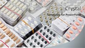  Presentation with medicines - Beautiful PPT layouts featuring many-assorted-medicines-drugs backdrop and a light gray colored foreground