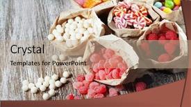  Presentation with sugar - Slide deck featuring sparc - many assorted sweet sugar candies background and a mint green colored foreground