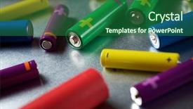  Presentation with batteries - Colorful presentation enhanced with many batteries on a metal backdrop and a forest green colored foreground