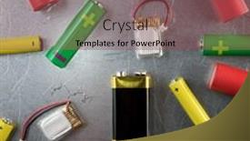  Presentation with batteries - Amazing presentation theme having many-batteries-on-a-metal backdrop and a violet colored foreground