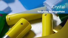  Presentation with batteries - Audience pleasing presentation design consisting of many-batteries-on-a-metal backdrop and a teal colored foreground