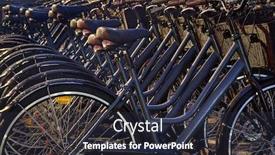  Presentation with bicycles - Slide set having many-bicycles-parked background and a wine colored foreground