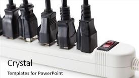  Presentation with power plugs - PPT layouts enhanced with many black electrical plugs connected background and a white colored foreground