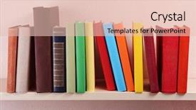  Presentation with many books - Theme featuring many books on wooden shelf background and a lemonade colored foreground