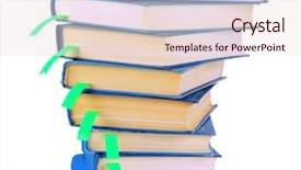  Presentation with many books - PPT theme with many books with bookmarks isolated on white background and a lemonade colored foreground