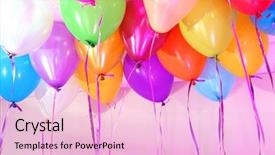  Presentation with dry pineapple close up many - Slides enhanced with many bright balloons under ceiling background and a lemonade colored foreground