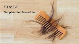 Presentation with hair loss - PPT theme featuring many brown hair on wooden background and a lemonade colored foreground