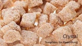  Presentation with sugar cane - Beautiful theme featuring many brown lump cane sugar cubes food background backdrop and a coral colored foreground