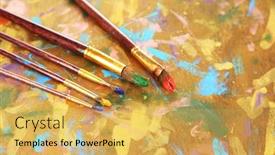  Presentation with multicolor - Amazing presentation theme having many-brushes-in-paints backdrop and a yellow colored foreground
