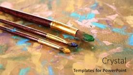  Presentation with multicolor - Colorful PPT theme enhanced with many-brushes-in-paints backdrop and a yellow colored foreground