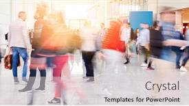  Presentation with congress - PPT layouts enhanced with many-business-people-in-halle background and a lemonade colored foreground