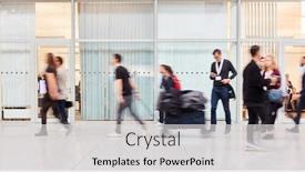  Presentation with airport - Slide deck with many-business-people background and a light gray colored foreground
