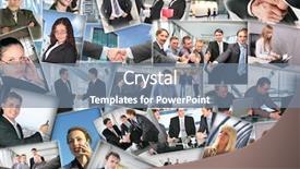  Presentation with project management - PPT theme consisting of many business pictures collage background and a seafoam green colored foreground