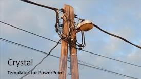  Presentation with cables - PPT theme with many cables of electric lines background and a light blue colored foreground