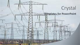  Presentation with cables - Theme with many cables of electric lines background and a sky blue colored foreground