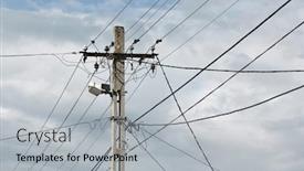  Presentation with cables - Presentation theme featuring many-cables-of-electric-lines background and a light gray colored foreground