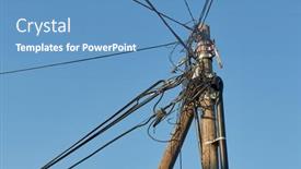  Presentation with electric pole - Presentation theme enhanced with many-cables-of-electric-lines background and a teal colored foreground