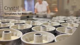  Presentation with bakery - PPT theme consisting of many-cake-pans background and a coral colored foreground