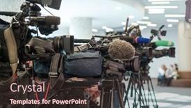  Presentation with microphones - Slide deck consisting of many-cameras-with-microphones-controlled background and a tawny brown colored foreground