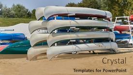 Presentation with hawker food many kind - Presentation theme with many-canoes-and-kayaks-stored background and a coral colored foreground